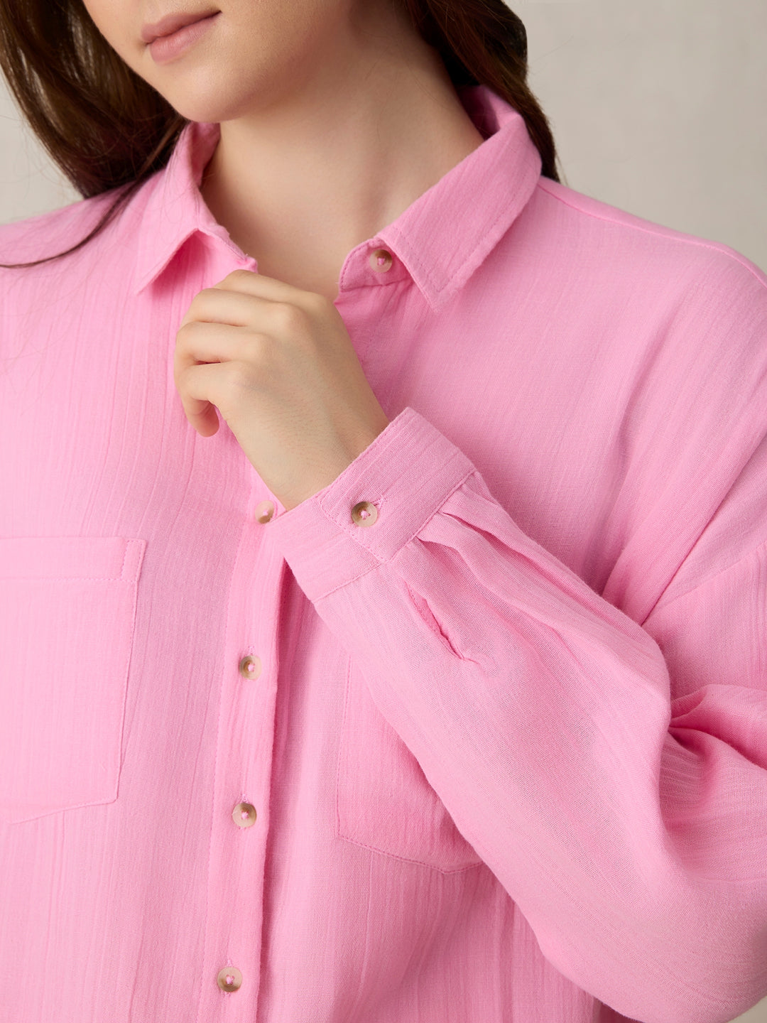 Lilac Double Pocket Oversized Boxy Shirt