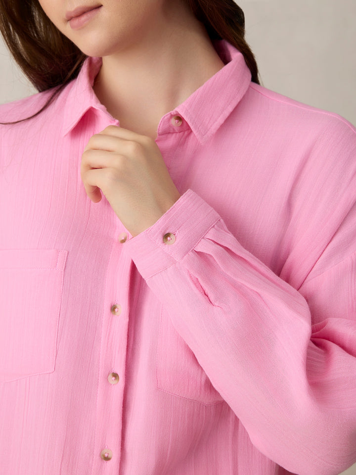 Lilac Double Pocket Oversized Boxy Shirt