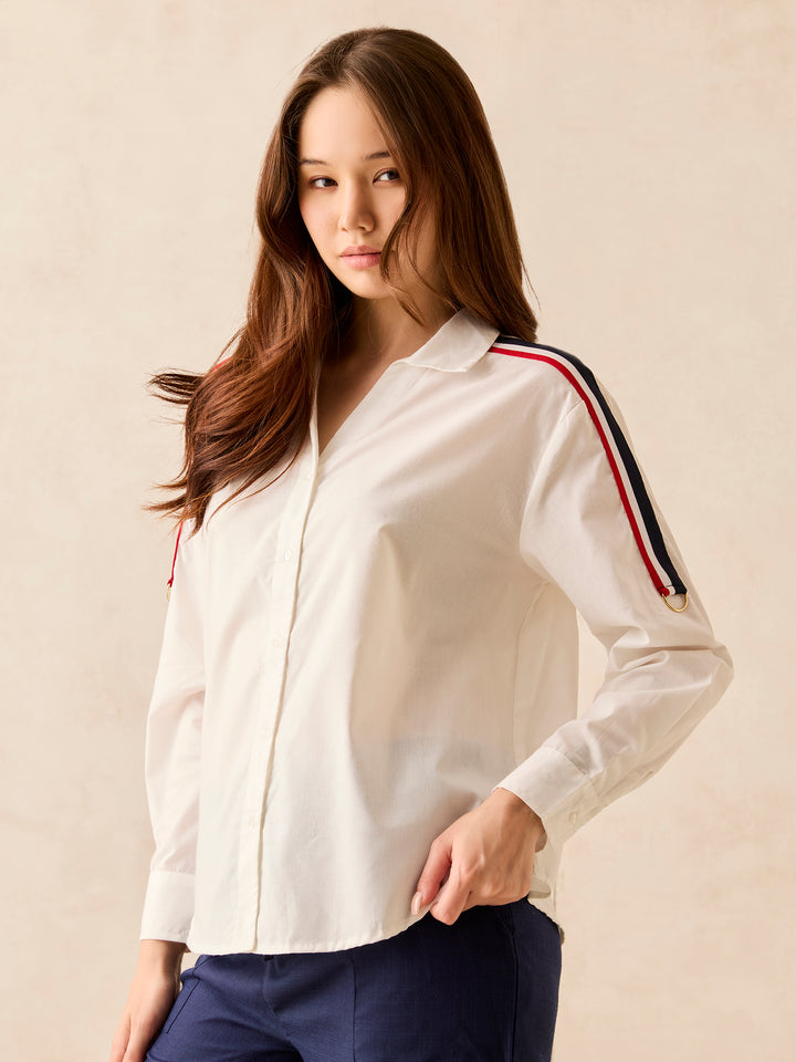 White Regular Full Sleeve Shirt