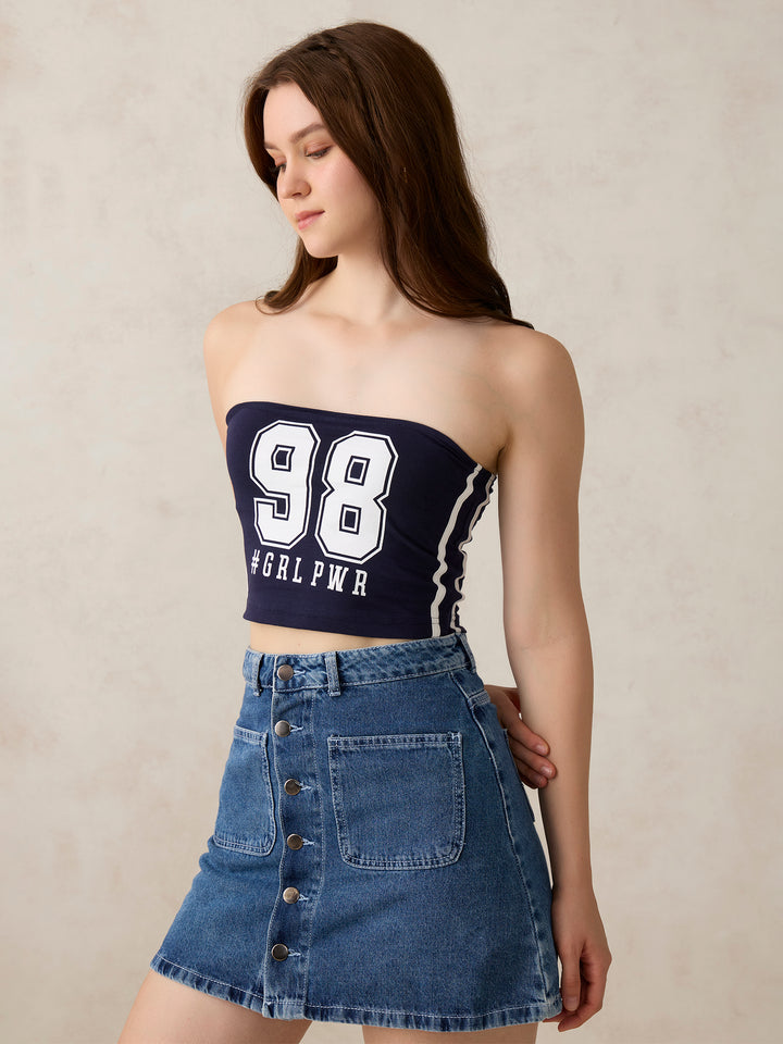 Navy Blue Varsity Tube Top