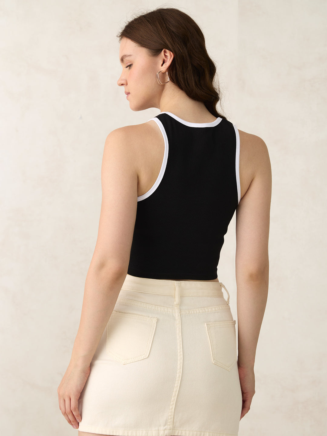 Black Contrast Strap Tank