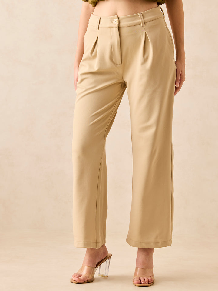 Brown High Waisted Wide Leg Trousers