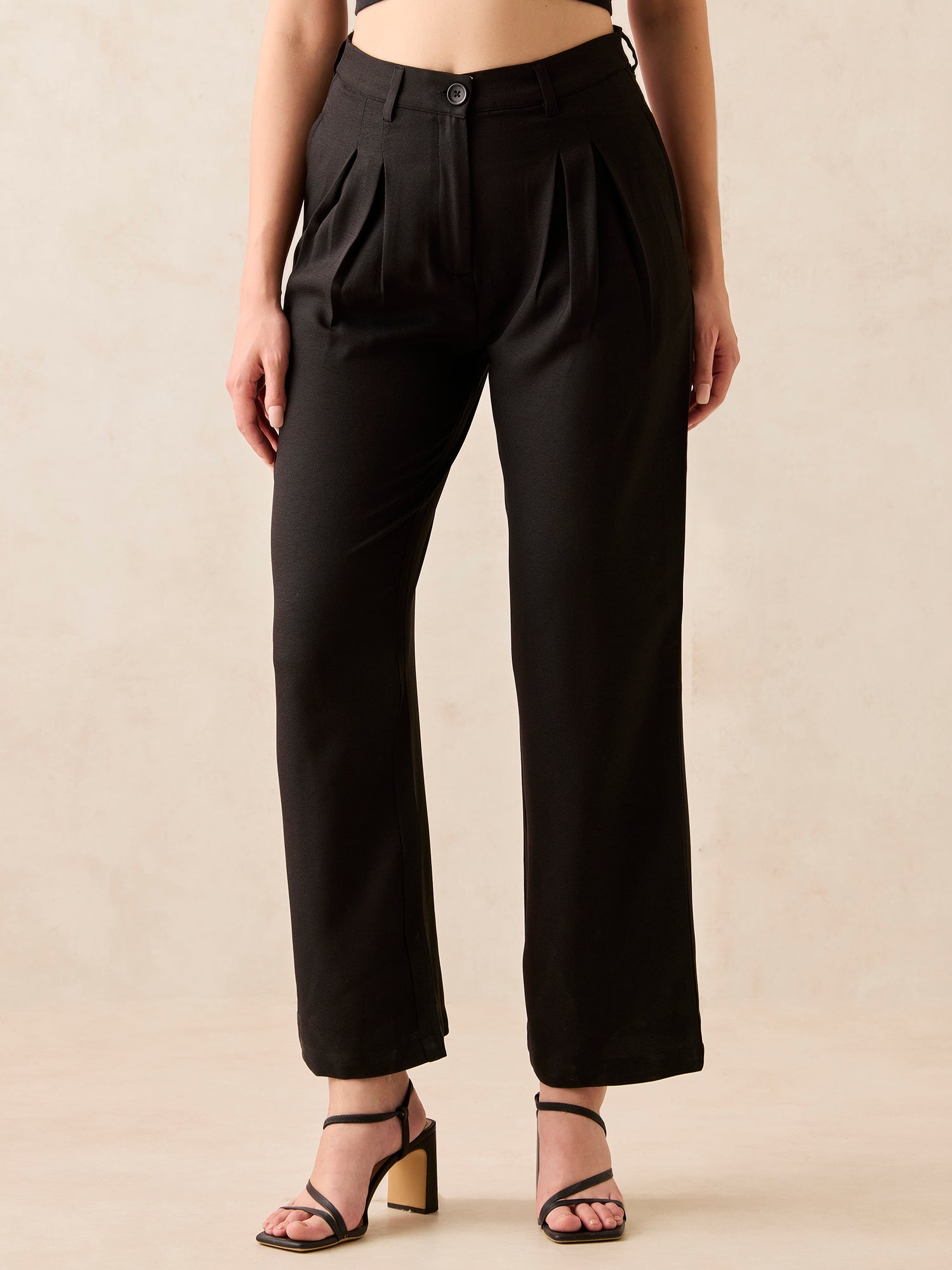Black High Waisted Wide Leg Trousers