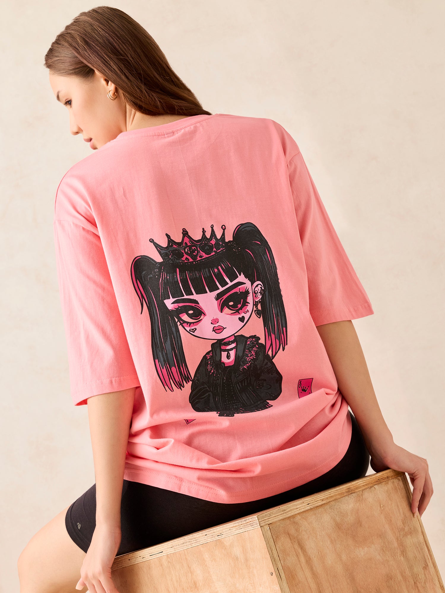 Pink Graphic Oversized T-Shirt