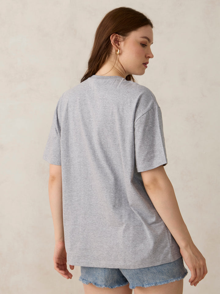 Grey Graphic Oversized T-Shirt