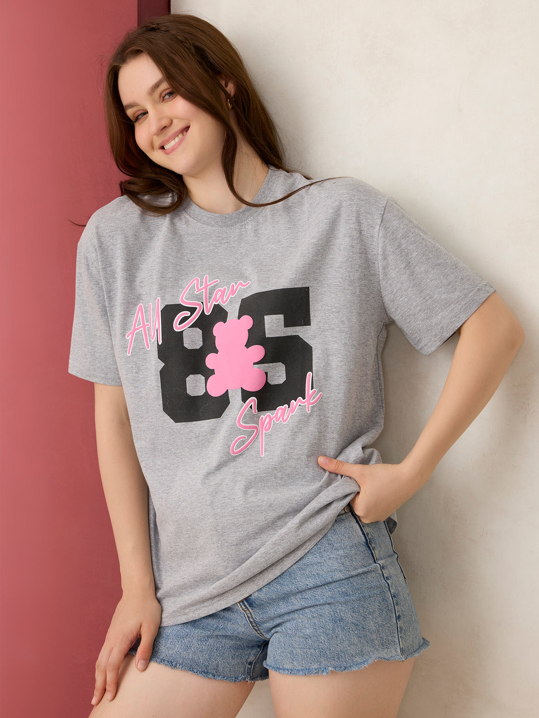Grey Graphic Oversized T-Shirt
