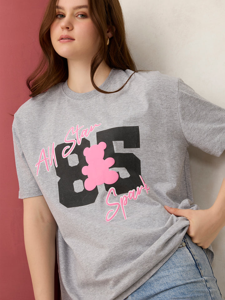 Grey Graphic Oversized T-Shirt