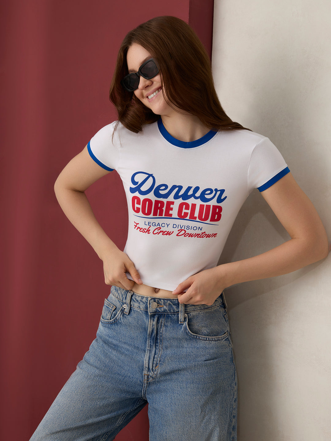 White Graphic Cropped T-Shirt