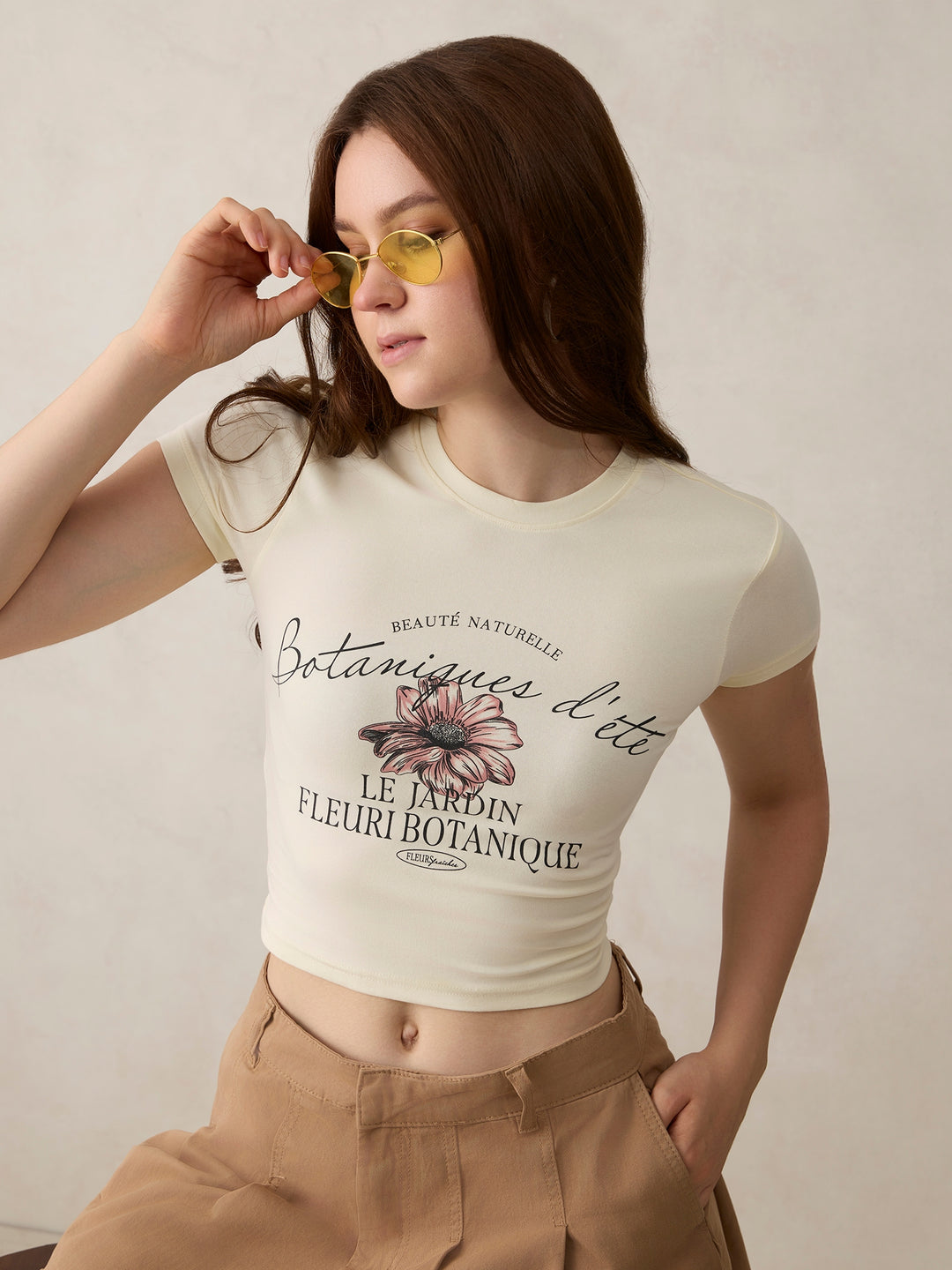 Off White Graphic Cropped T-Shirt