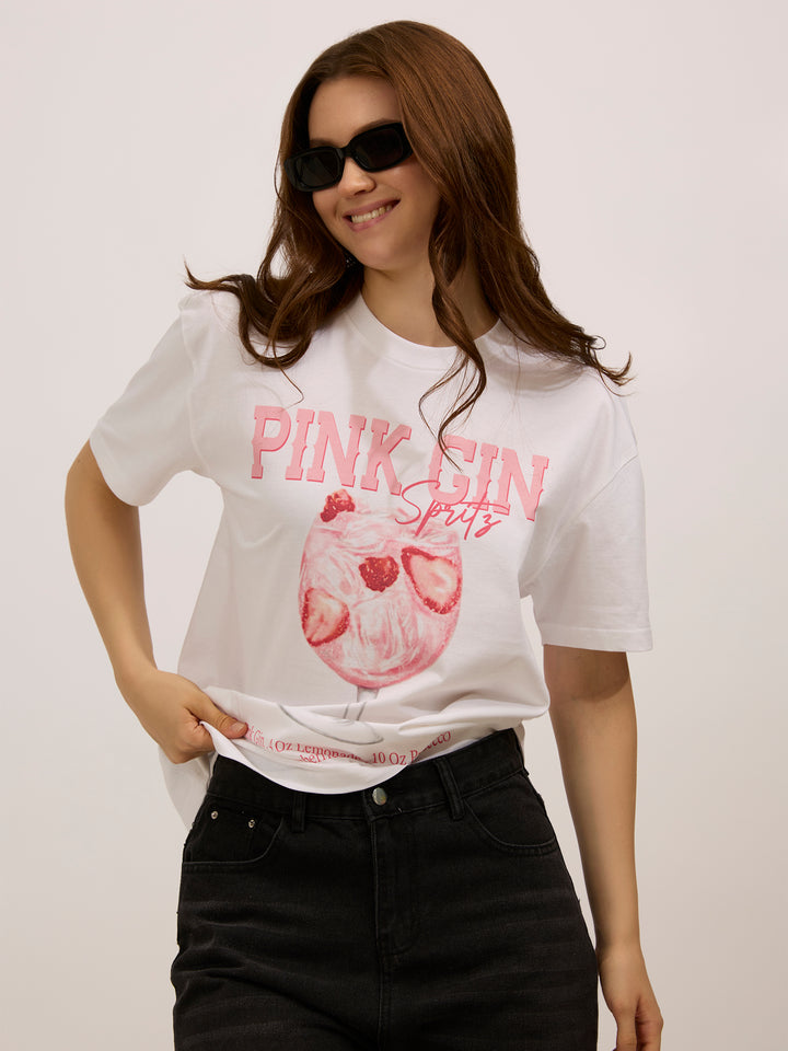White Oversized Graphic T-Shirt