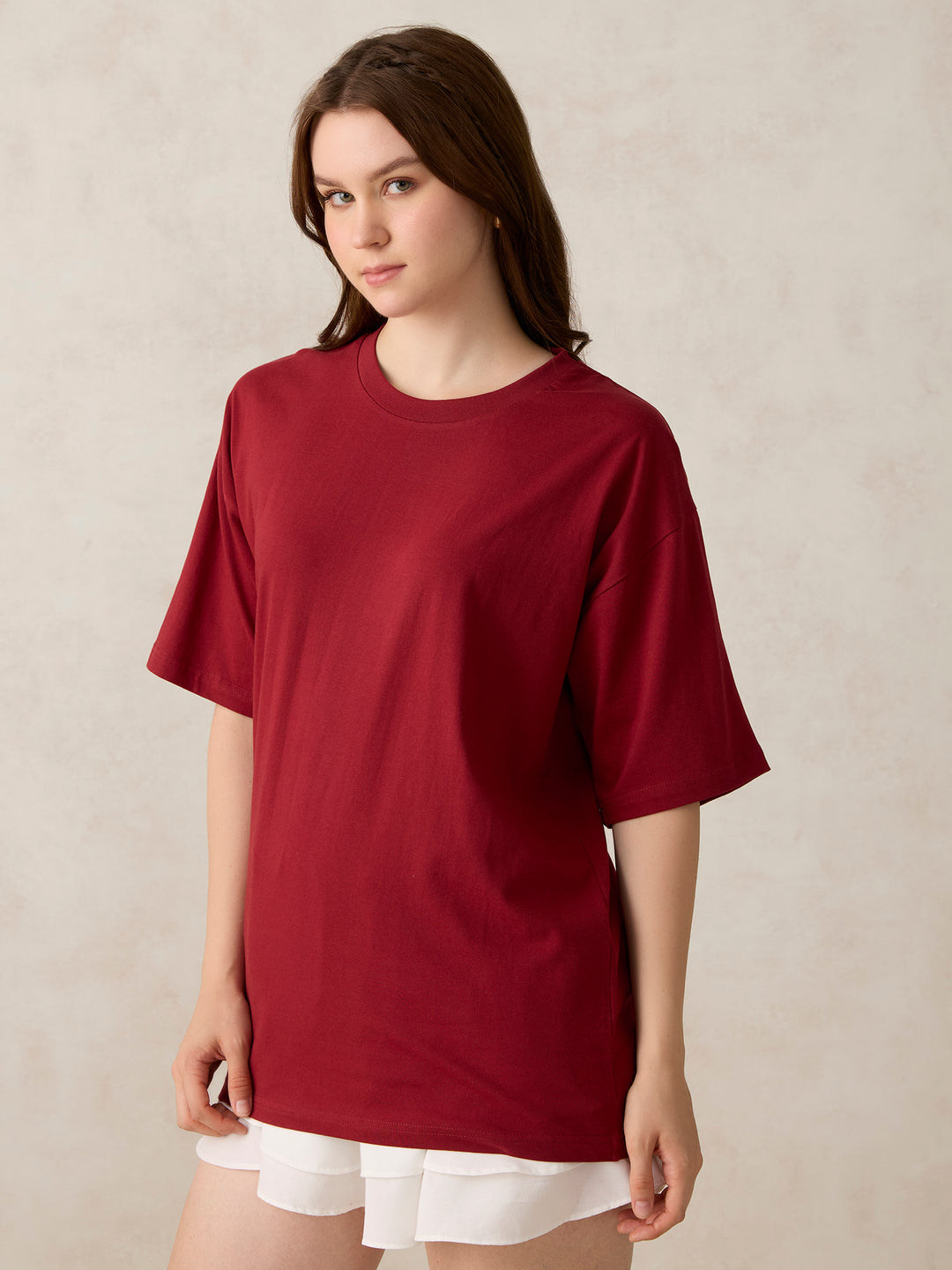 Maroon Oversized Graphic T-Shirt