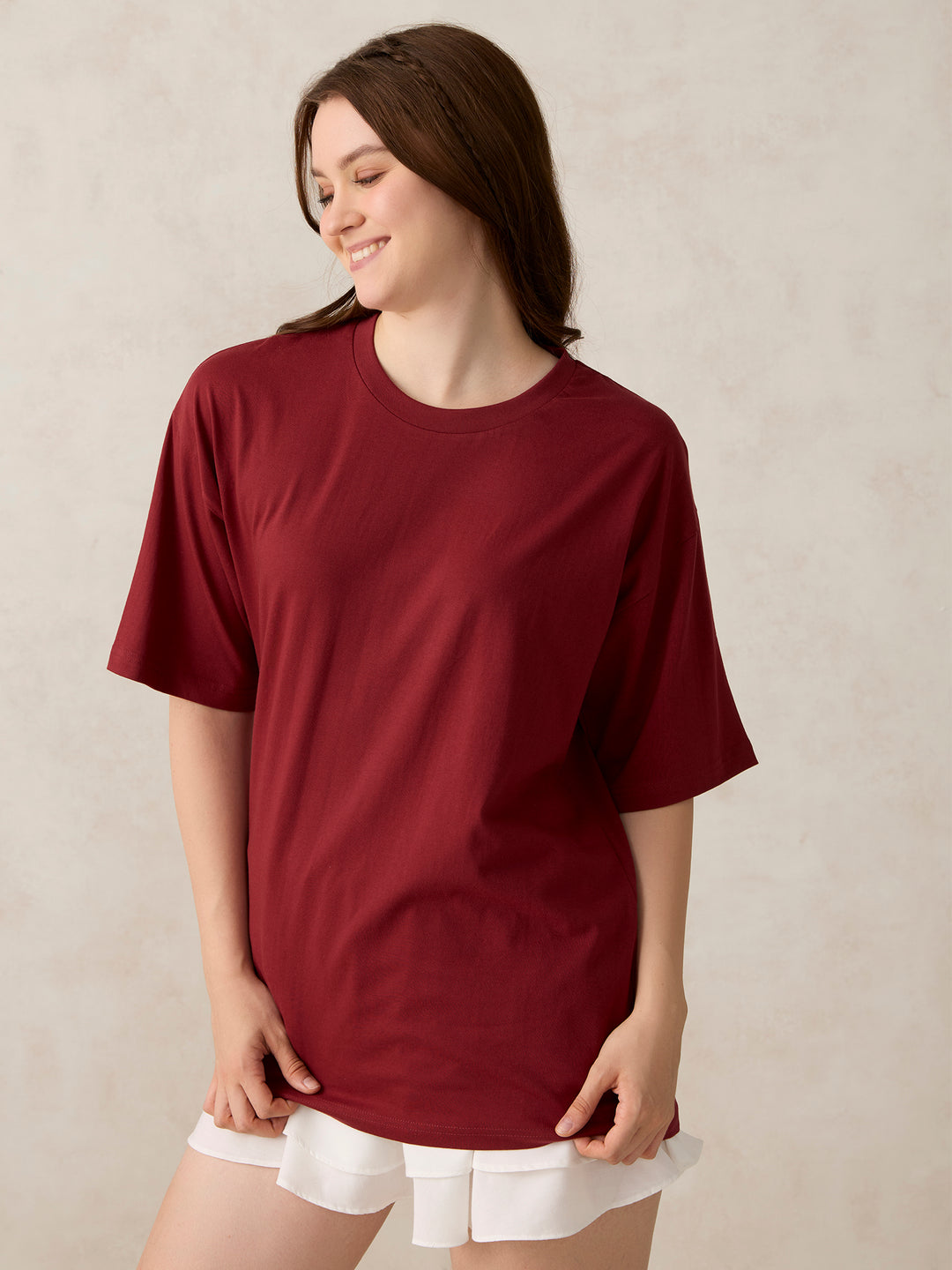 Maroon Oversized Graphic T-Shirt