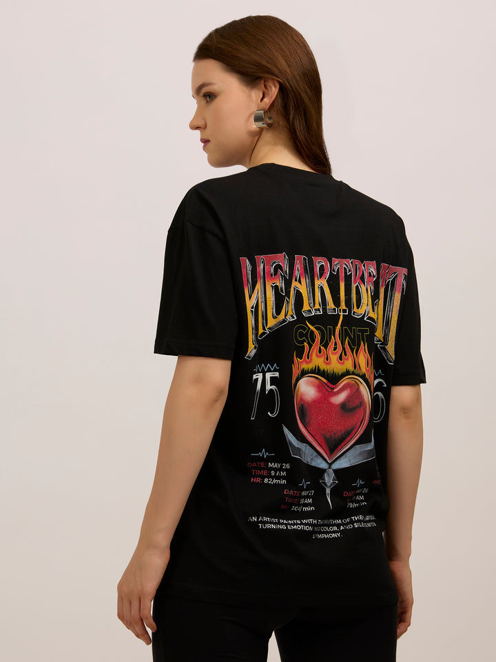 Black Cropped Graphic T-Shirt