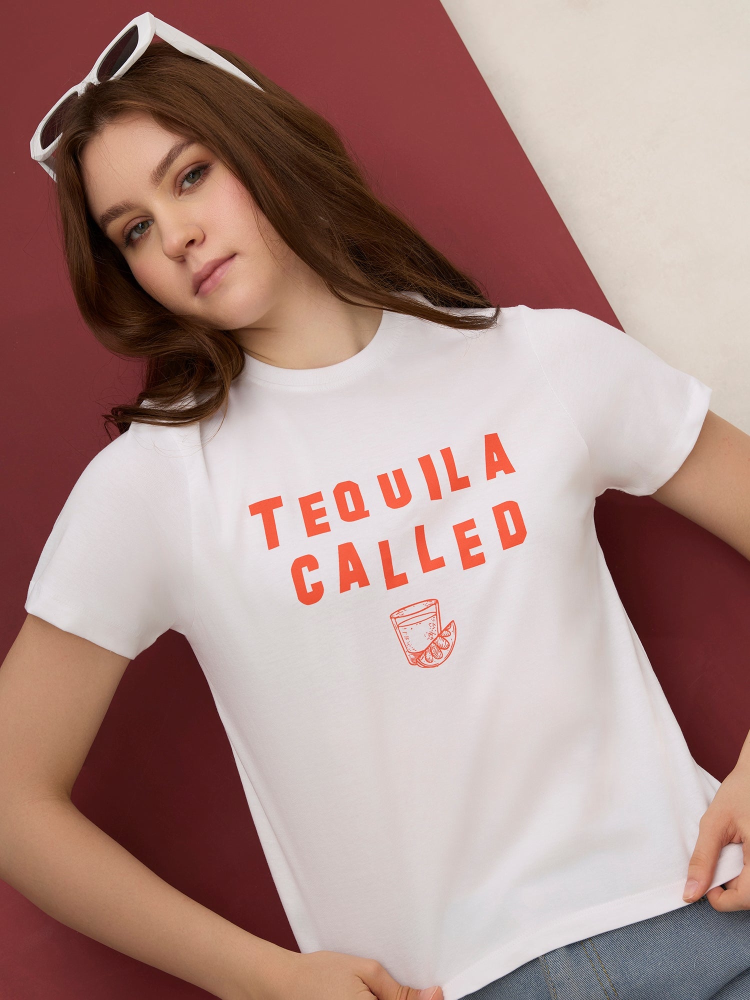 White Crew Neck Graphic T-Shirt