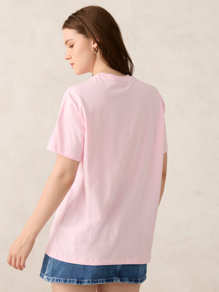 Pink Oversized Graphic T-Shirt