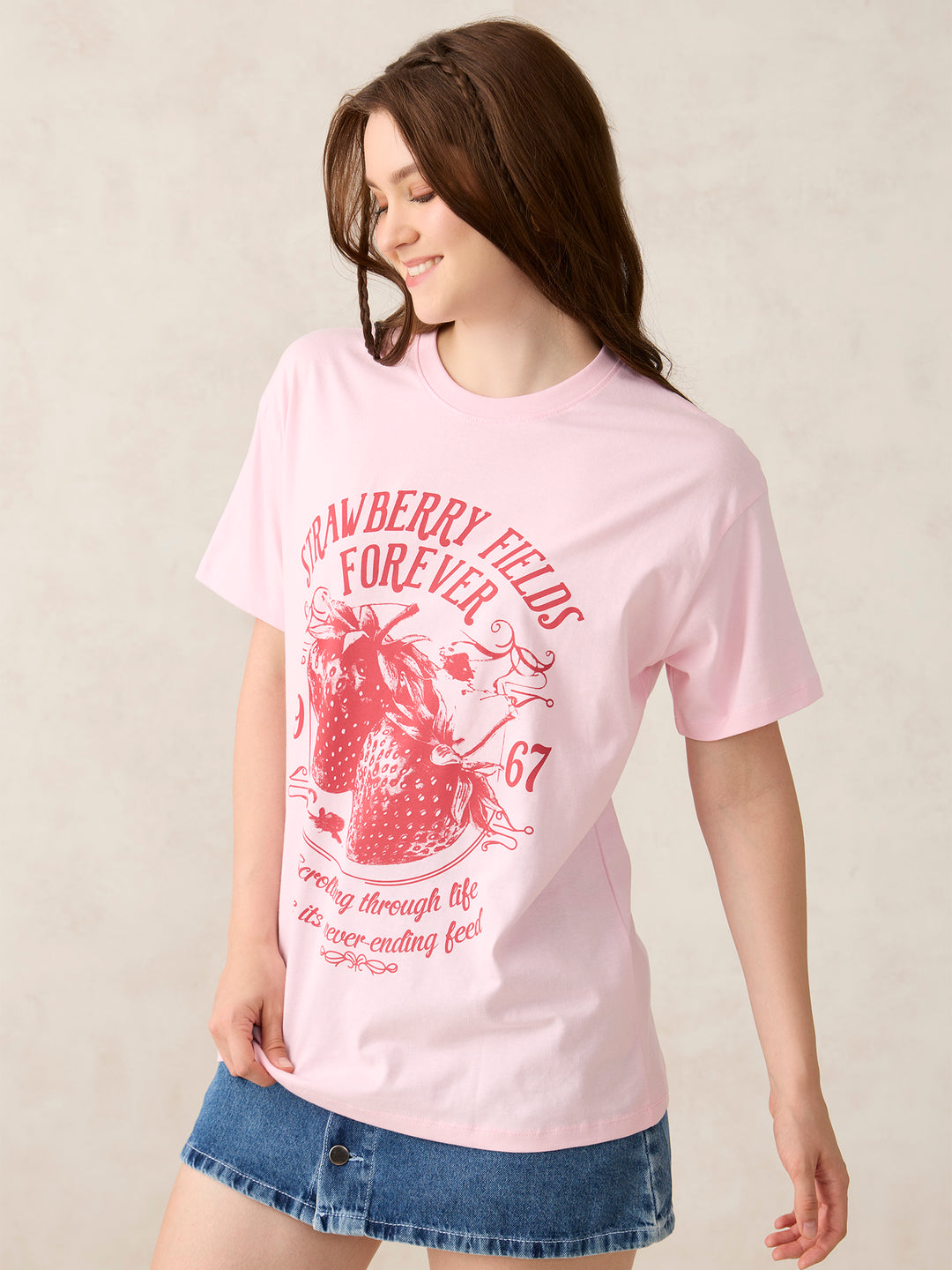 Pink Oversized Graphic T-Shirt