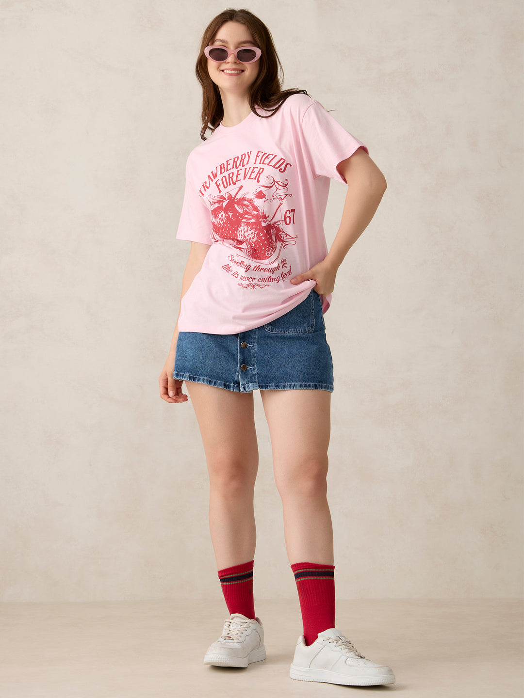Pink Oversized Graphic T-Shirt