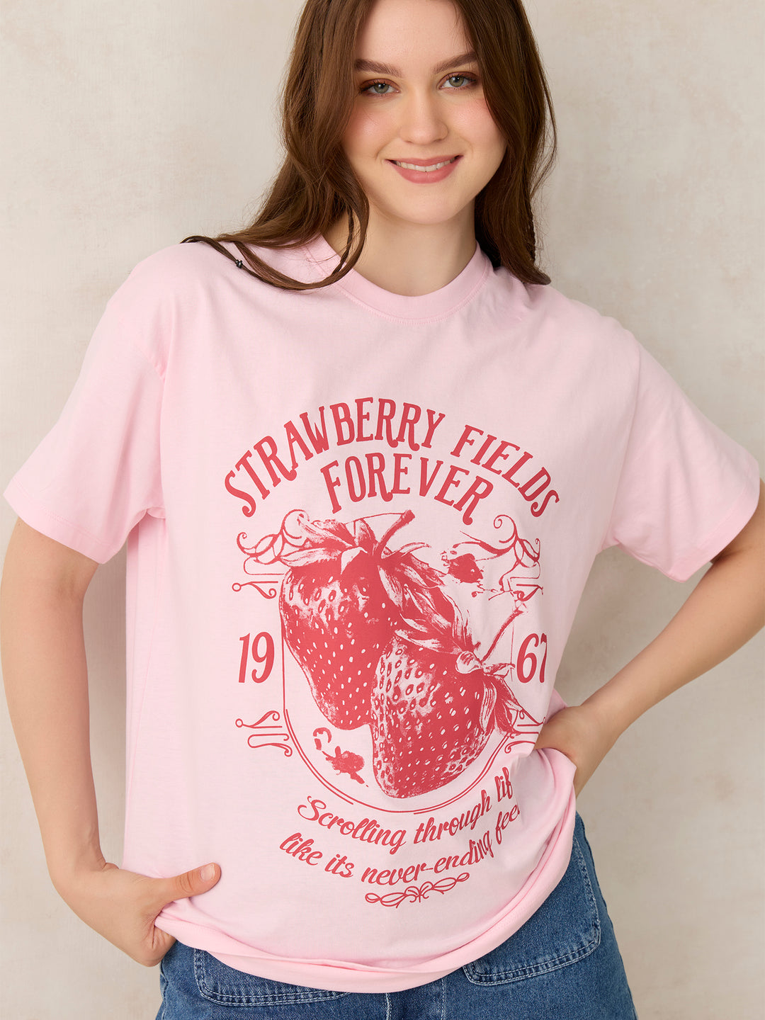 Pink Oversized Graphic T-Shirt