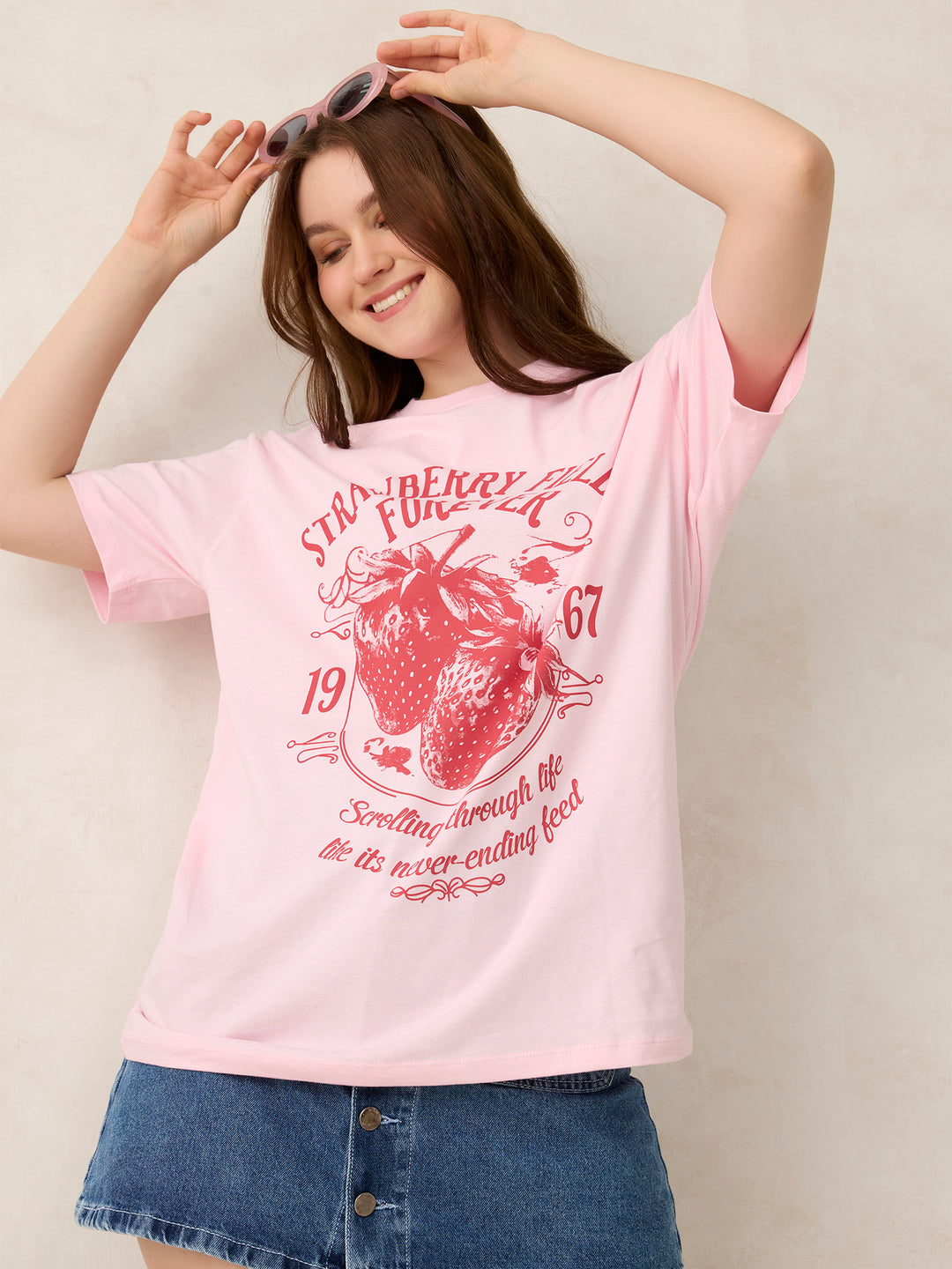 Pink Oversized Graphic T-Shirt
