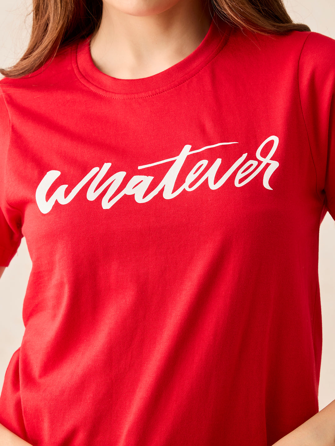 Red Crew Neck Graphic T-Shirt
