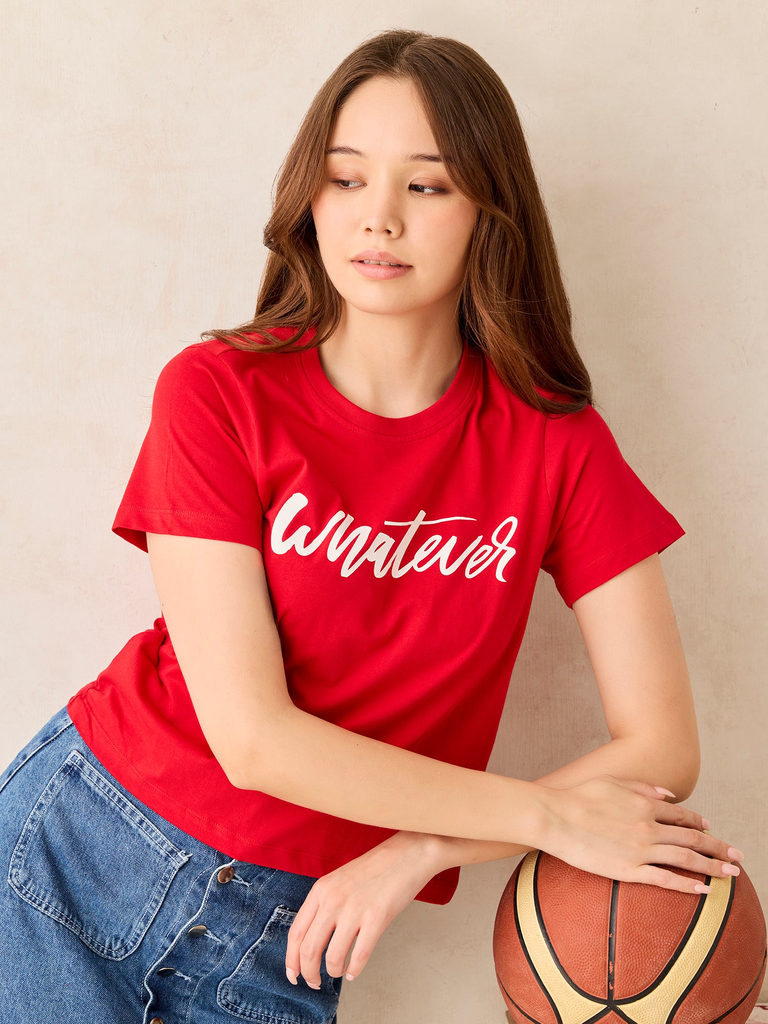 Red Crew Neck Graphic T-Shirt