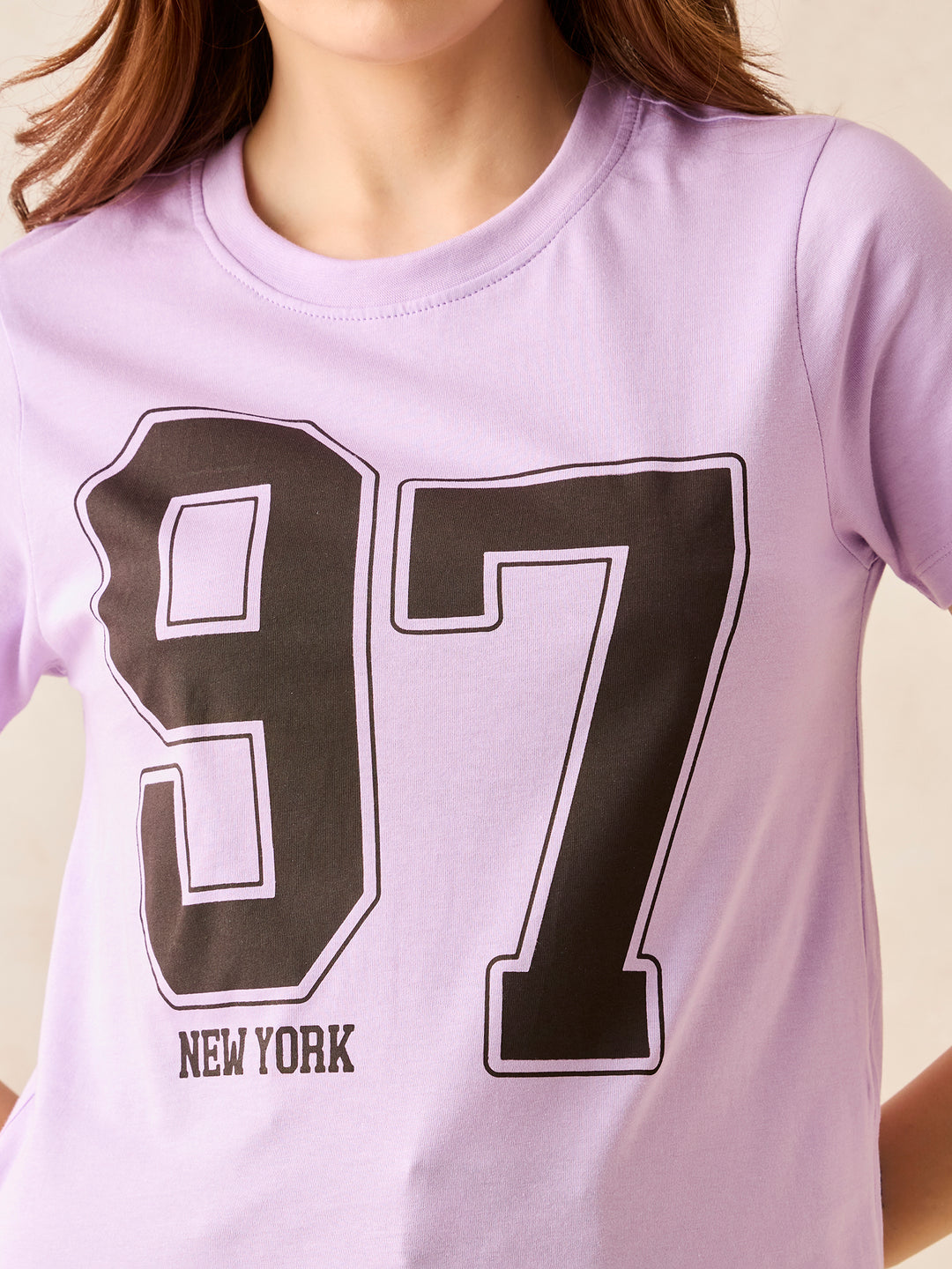 Lilac Crew Neck Graphic T-Shirt