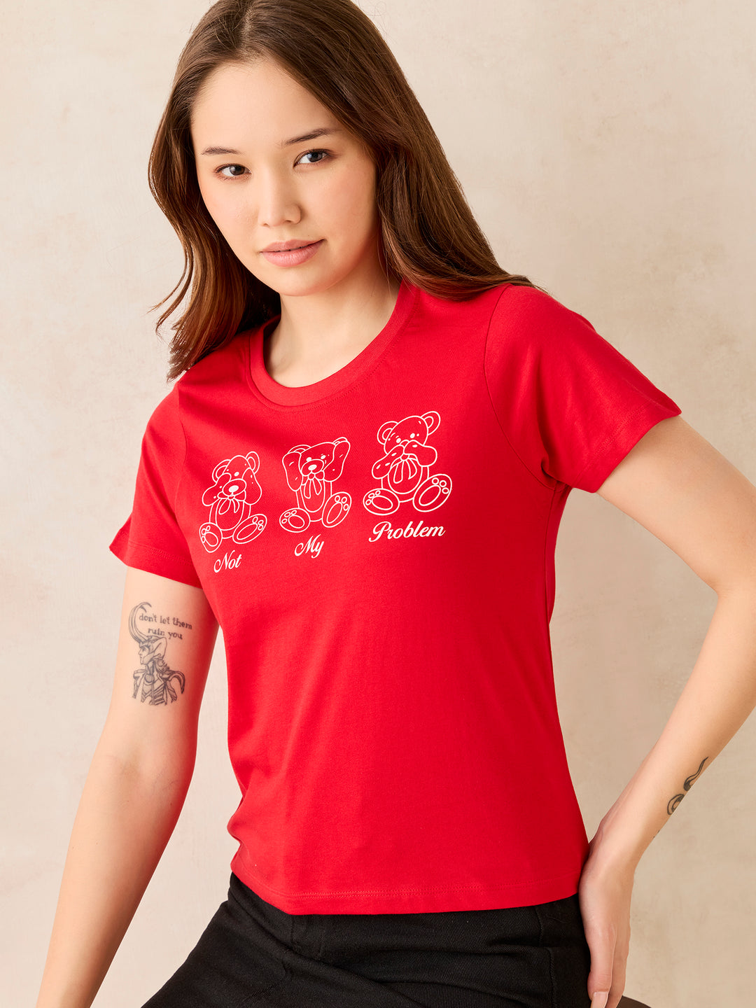 Red Crew Neck Graphic T-Shirt