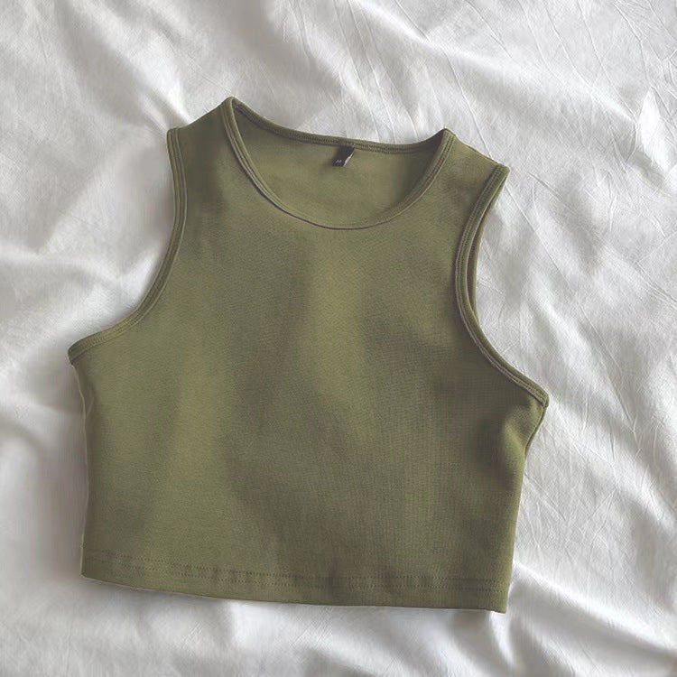 Green Basic Cropped Tank Top