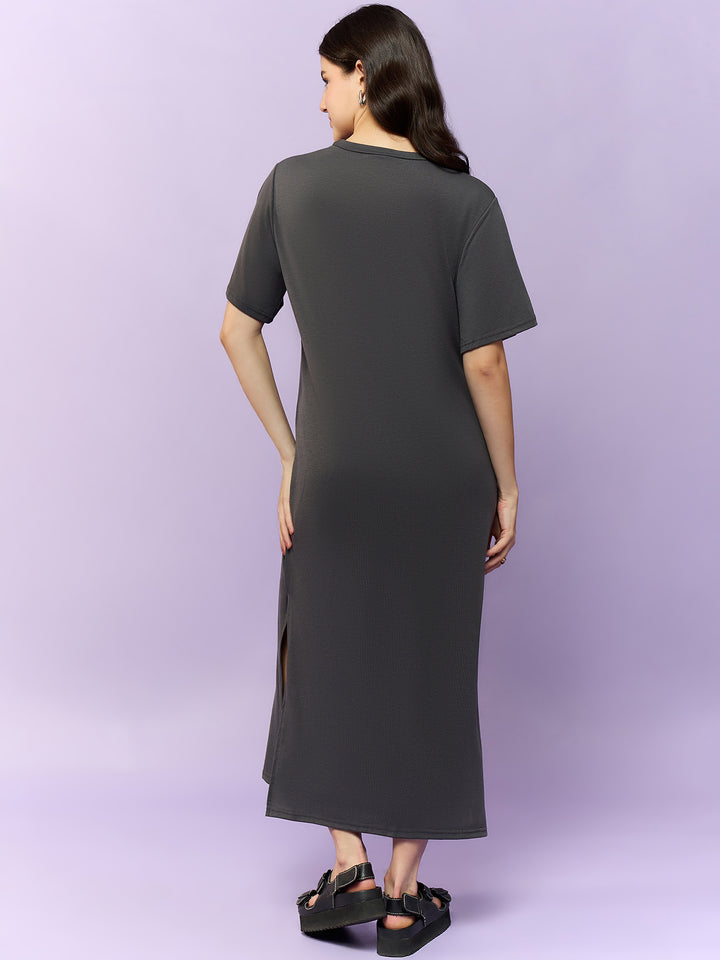 Charcoal Short Sleeves Tee Dress