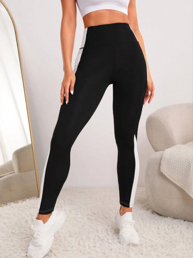Black High Waist Side Panel Leggings