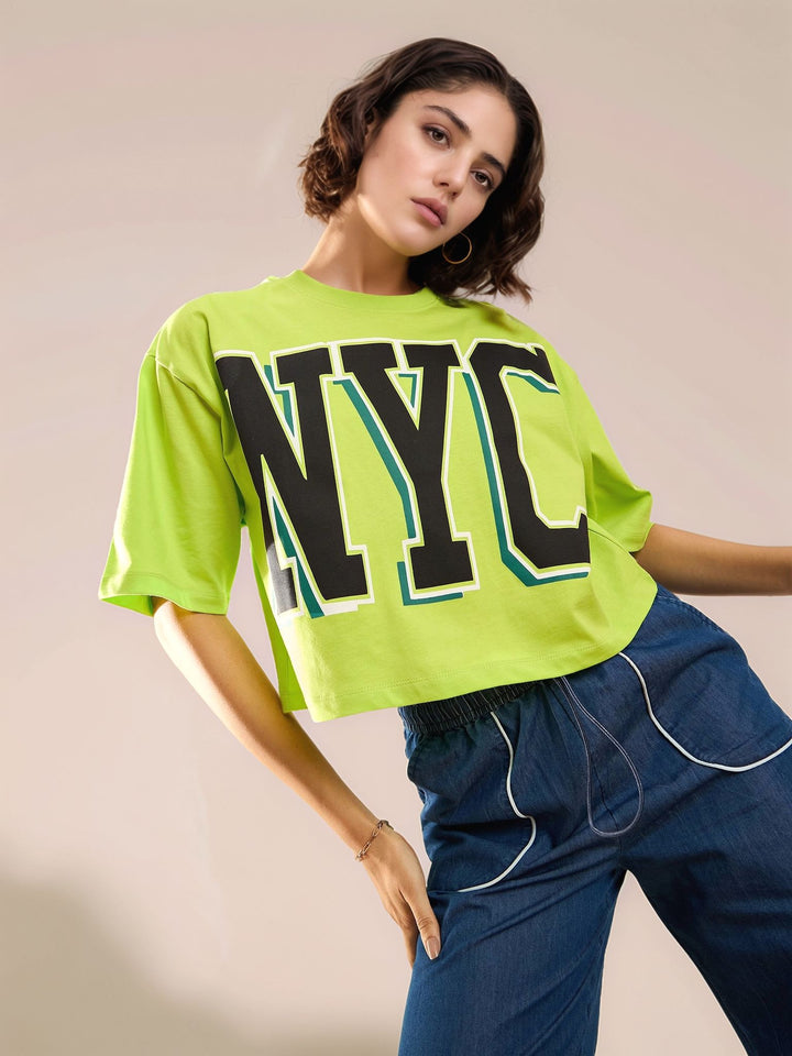 Green Short Sleeve Printed Graphic Tshirt