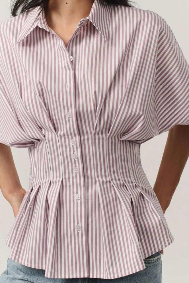 Pink Short Sleeve Waist Detail Shirt
