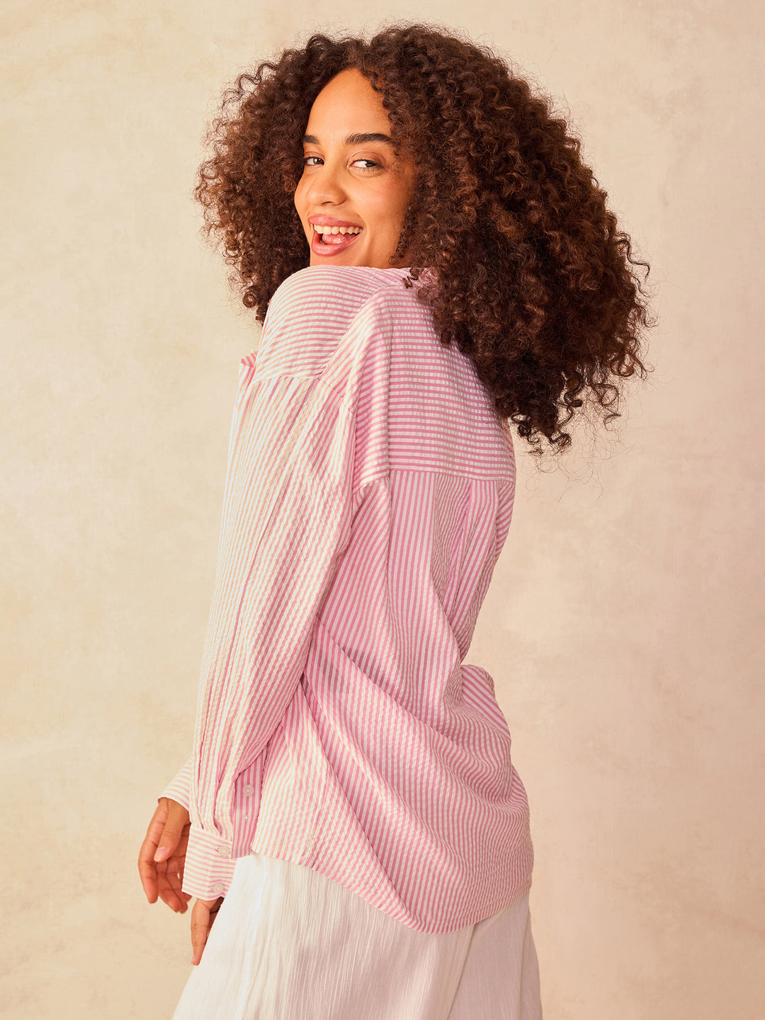Pink Oversized Stripe Shirt