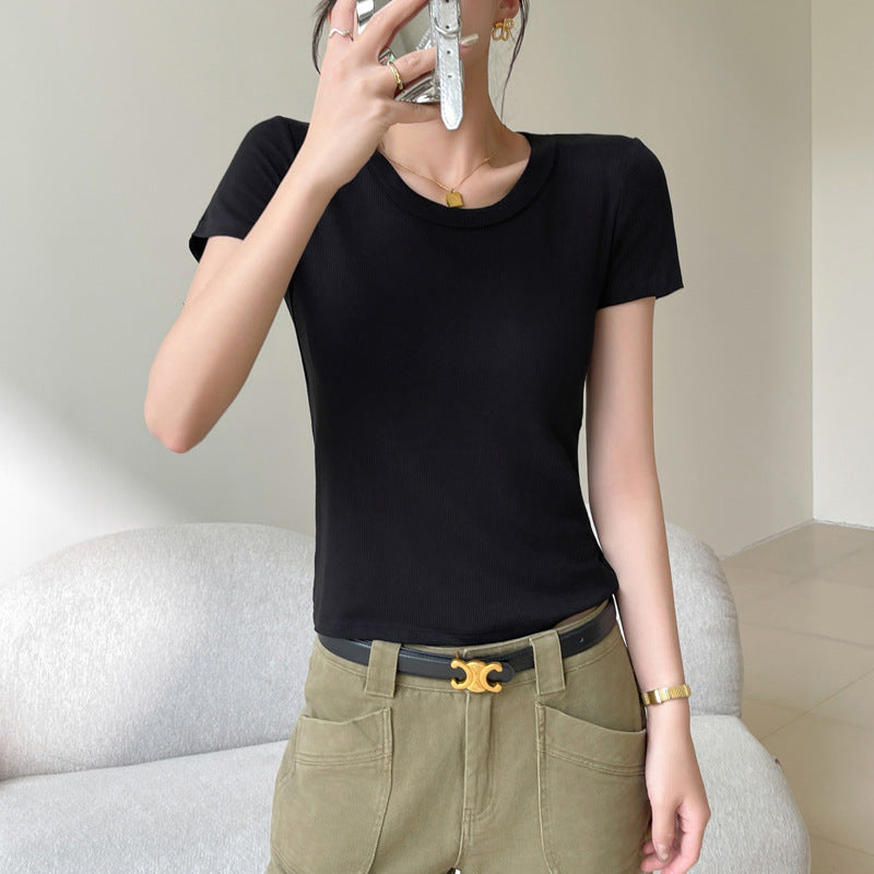 Black Round Neck Relaxed Fit T-Shirt