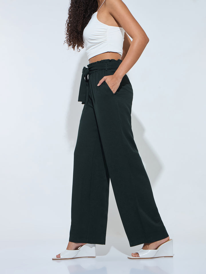 Green Paper Bag Tie Up Pant