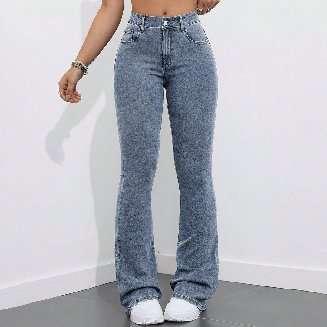 Grey Washed And Tinted Flared Denims