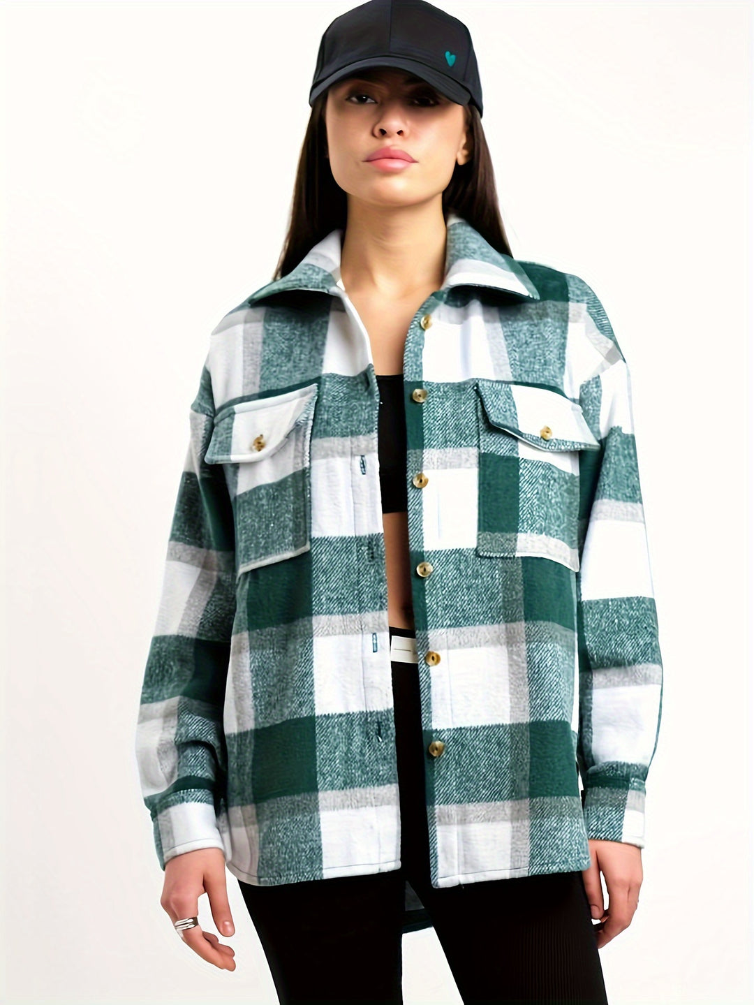 Green Checkered Shacket
