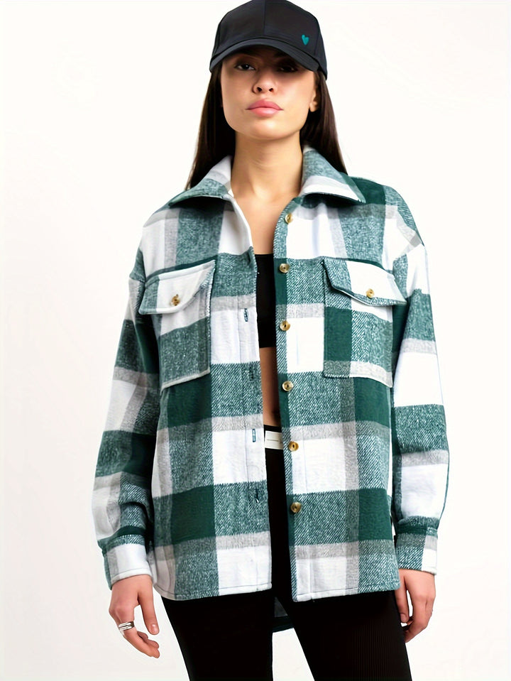 Green Checkered Shacket