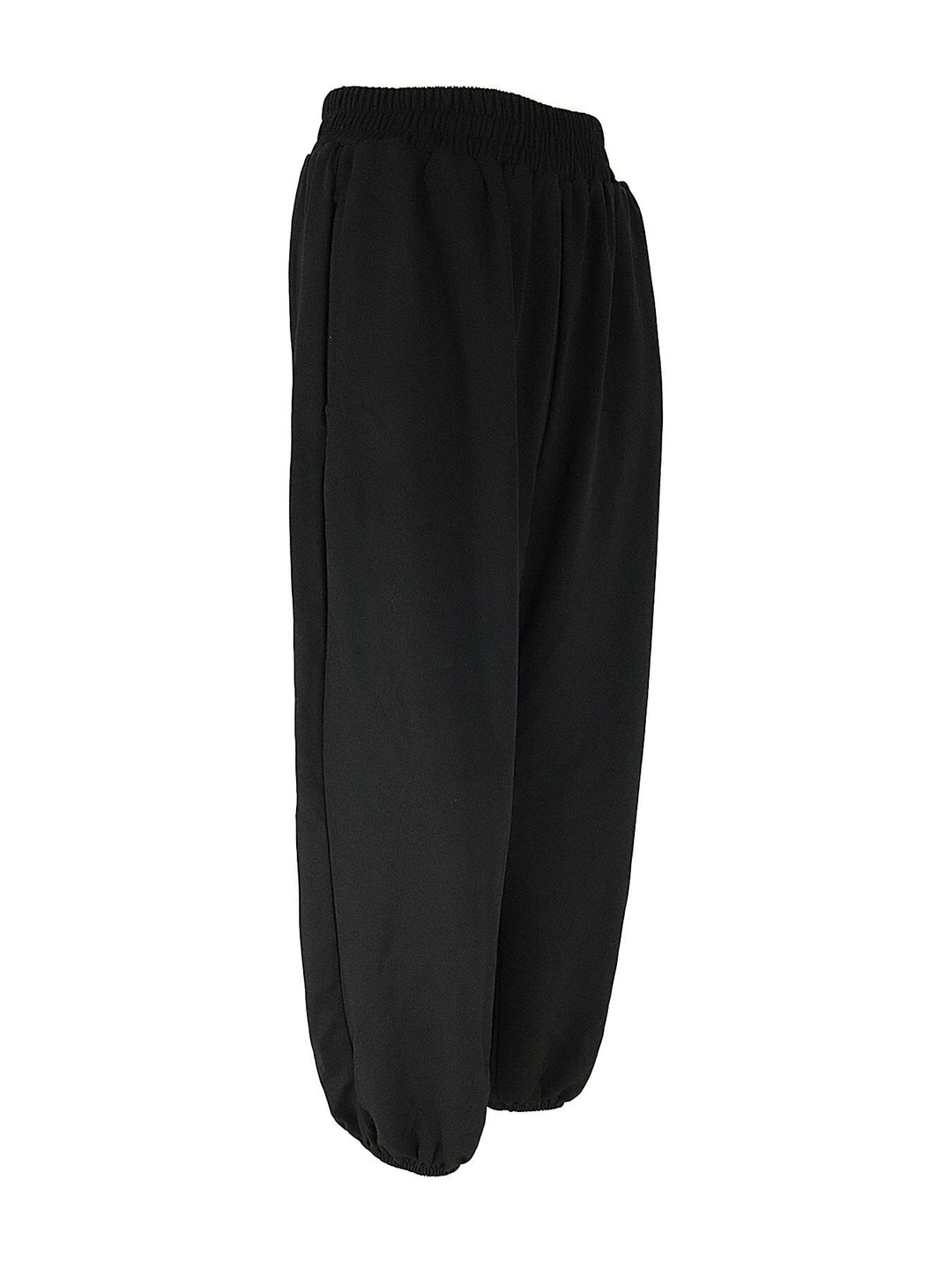 Black Solid Relaxed Sweatpants