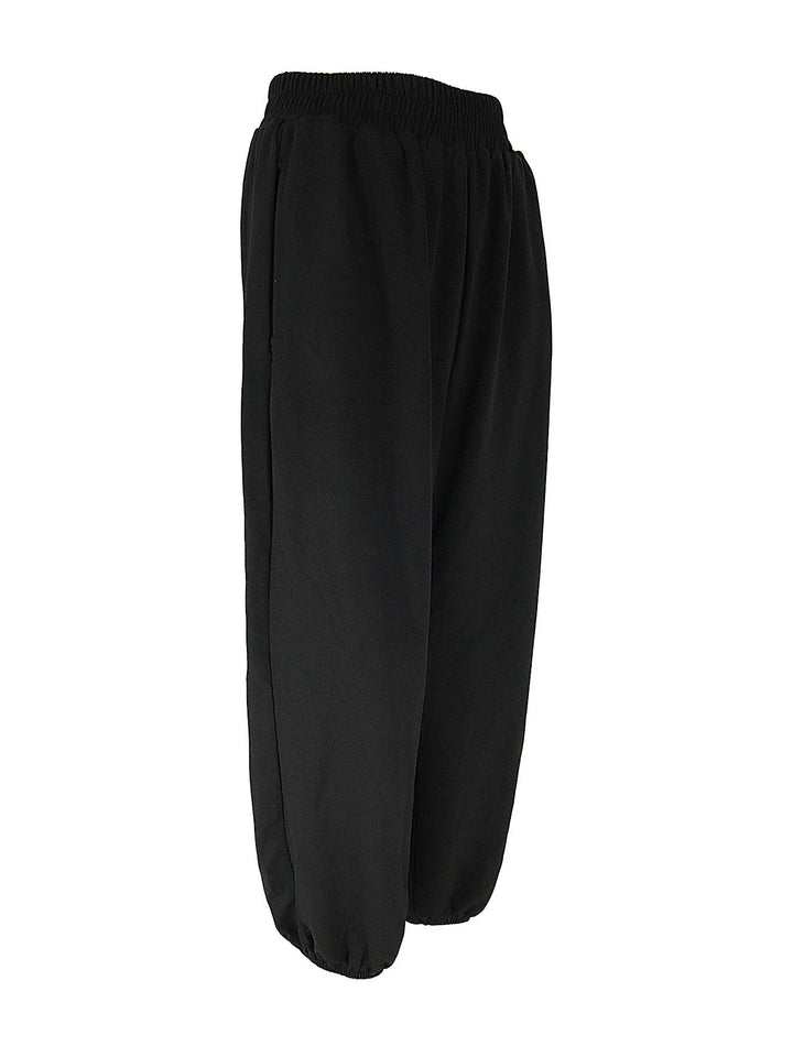 Black Solid Relaxed Sweatpants