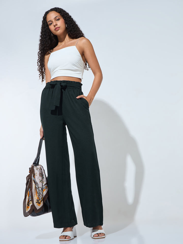 Green Paper Bag Tie Up Pant