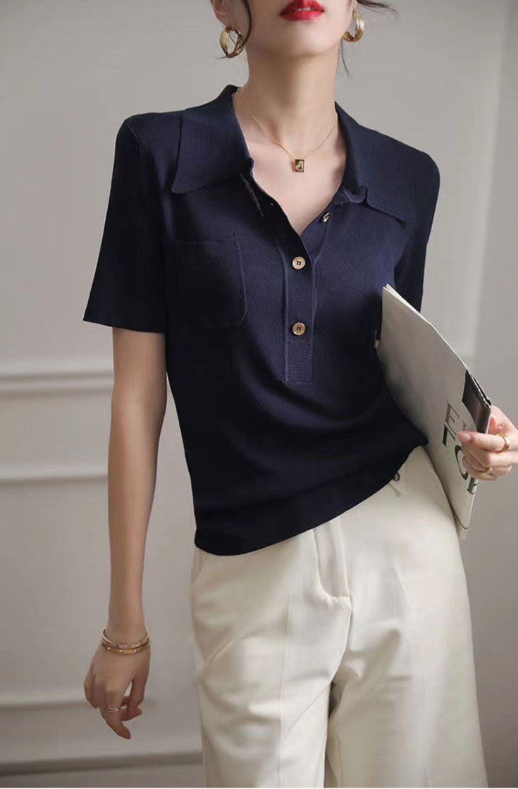 Black Polo Neck T-Shirt