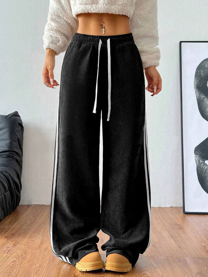 Black Varsity Side Stripe Sweatpants