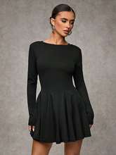 Black Full Sleeve Round Neck Dress