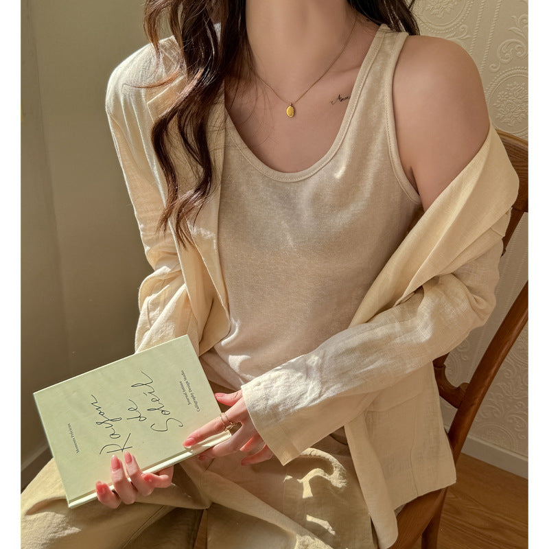 Cream Relaxed Fit Sleeveless Tank Top