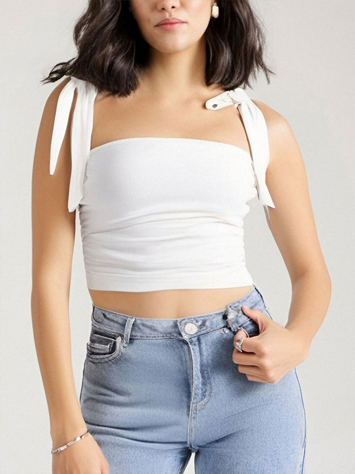 White Tie Up Straps Camisole