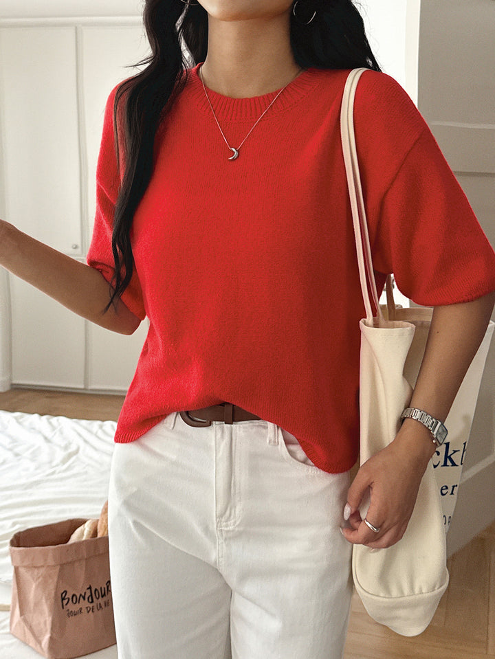 Red Solid Casual Pull Over