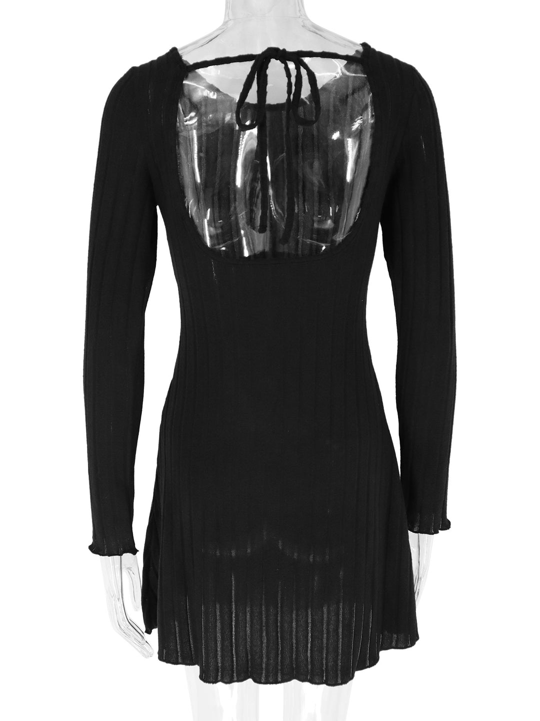 Black Back Tie Up Skater Dress