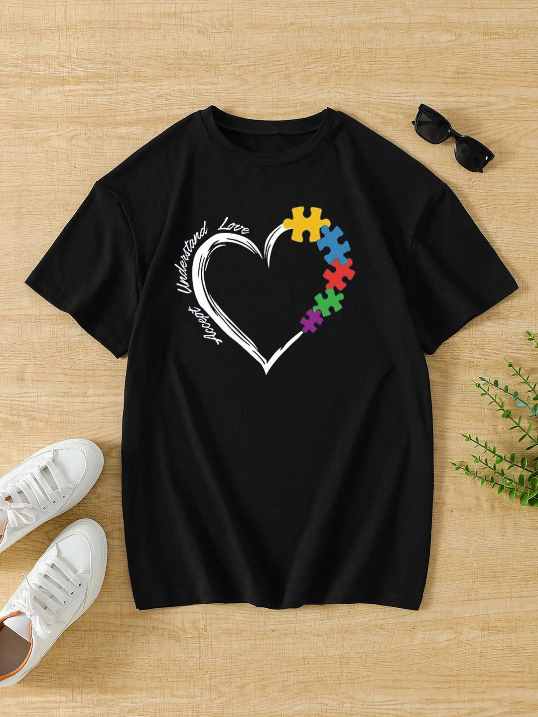Black Heart Print Tshirt