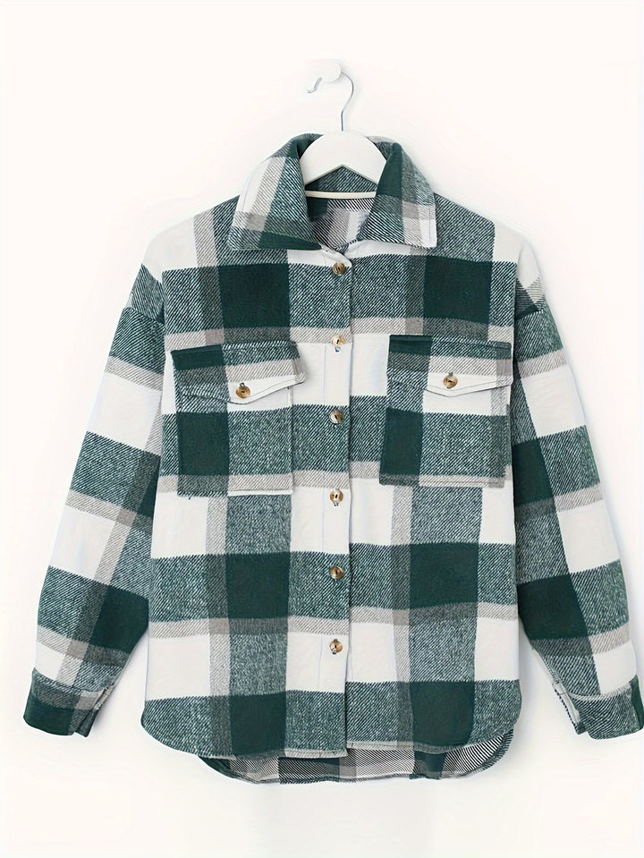 Green Checkered Shacket